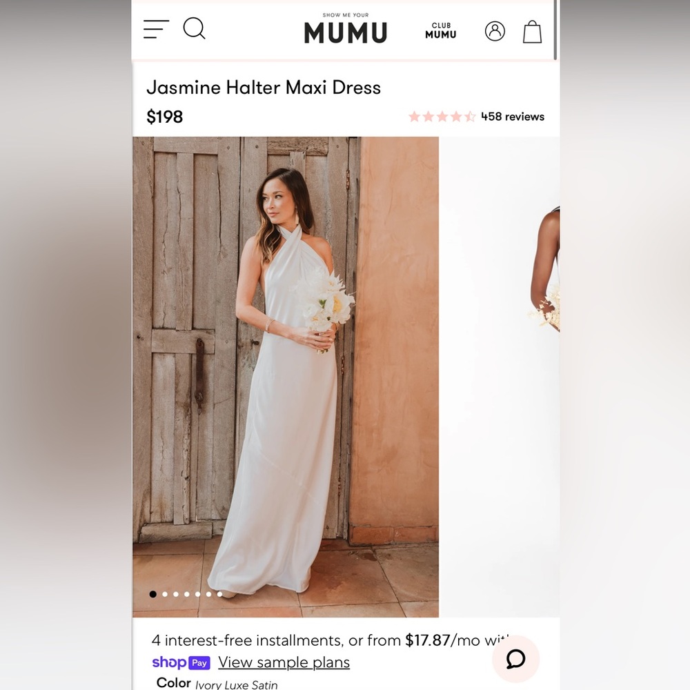 BRAND NEW Show Me Your MuMu Ivory Satin Luxe Jasmine Halter Dress
